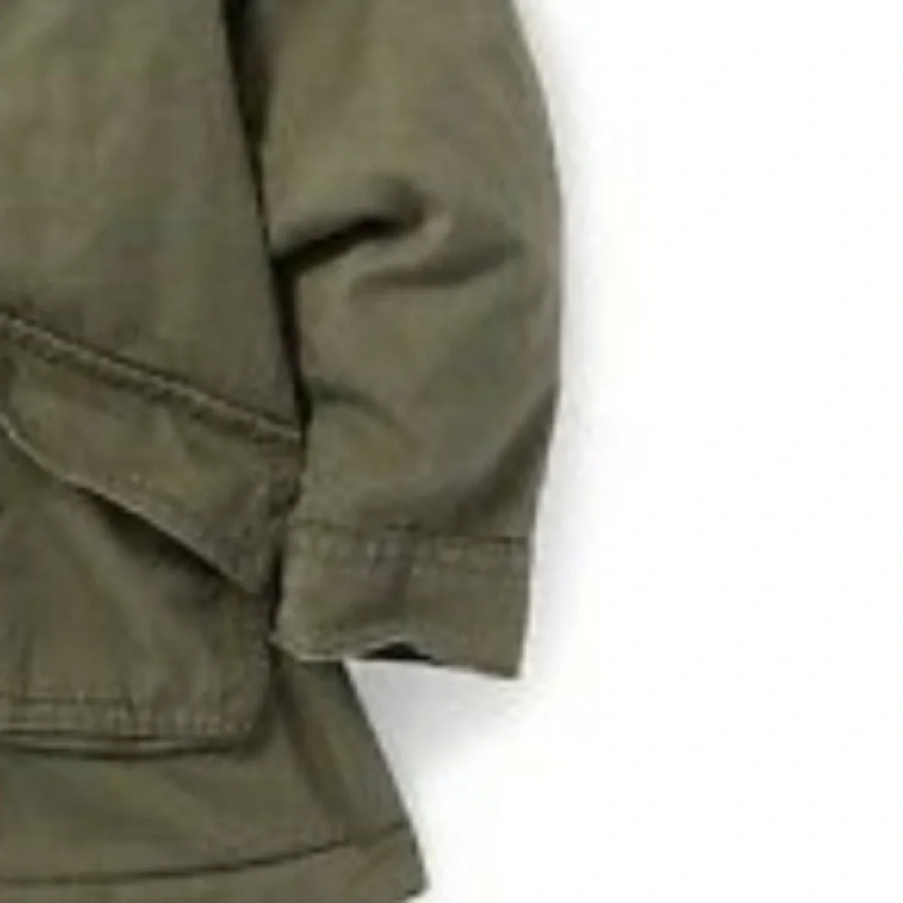 Warm Hooded Winter Coat Fur Trim Hood Jacket Old Navy Olive Khaki Green Size 4T